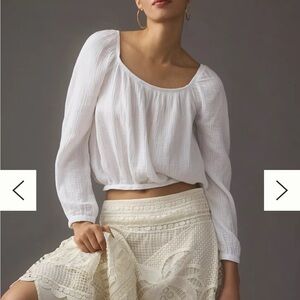 Cloth & Stone Gauze Boho Top - White, Size S